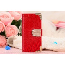 Diamond Luxury Book Shape Fancy Wallet Back Case for Samsung GALAXY S4 i9505 in Rose Red