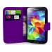 Book Flip Leather Wallet Case Cover For Samsung Galaxy S5 I9600 in Purple