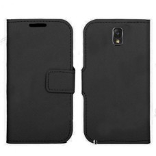 Leather Feel Flip Book Shape Back Case for Samsung Galaxy Note 3 - Black