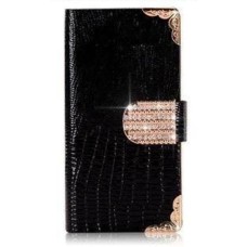 Diamond Luxury Book Shape Fancy Wallet Back Case for Samsung GALAXY S4 i9505 in Black