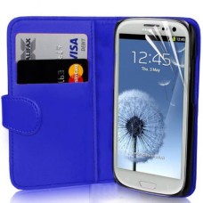 Leather Feel Flip Book Shape Back Case Samsung Galaxy S3 i9300 - Blue