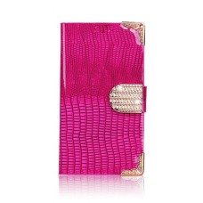 Diamond Luxury Book Shape Fancy Wallet Back Case for Samsung GALAXY S4 i9505 in Hot Pink