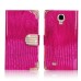 Diamond Luxury Book Shape Fancy Wallet Back Case for Samsung GALAXY S4 i9505 in Hot Pink