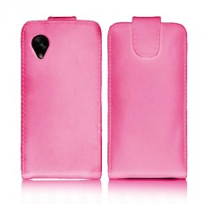 Leather feel Flip Pouch Compatible For Nexus 5 - Pink