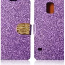 New Diamond Bling Purple Glitter Effect Flip Wallet Case For Samsung S5 i9600 Magnetic Crystal Clip