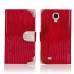 Diamond Luxury Book Shape Fancy Wallet Back Case for Samsung GALAXY S4 i9505 in Rose Red