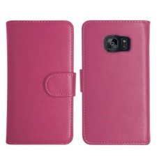 Book Shape Back Leather Case Cover for Samsung Galaxy S7 Edge in Pink