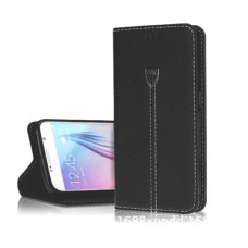 Xondo leather feel flip back case cover for Samsung S6 in Black