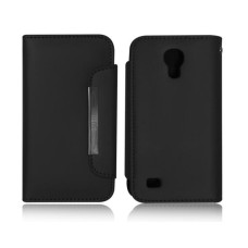 Smart Wallet Soft Leather Touch compatible for Samsung S4 Mini in Black