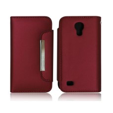 Smart Wallet Soft Leather Touch compatible for Samsung S4 Mini in Red