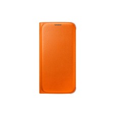 Flip Wallet Cover Back Case Compatible for Samsung Galaxy S6/S6 Edge - Orange in Retail Pack