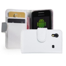 Leather Feel Flip Book Shape Back Case Samsung Galaxy Ace S5830 - White